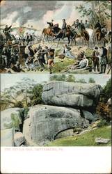 Major General George G. Meade & Staff, Devil's Den, Gettysburg Postcard