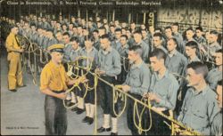 Seamanship Class US Naval Training Center Bainbridge MD Linen Postcard