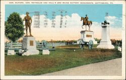 Gen. Buford, Gen. Reynolds, Hall's 2nd Maine Battery Monuments Postcard