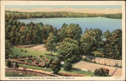 Gardens and Tennis Courts, The Lakeside Postcard