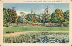 Lily Pond and Flower Beds, Branch Brook Park Postcard
