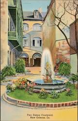 Two Sisters Courtyard, Fountain, New Orleans, LA Postcard
