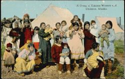 Eskimo Women and Children, Alaska Postcard