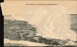 Surf Scene, Baldwins Head, Milbridge, ME Postcard