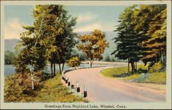Highland Lake Road, Winsted, Connecticut Postcard
