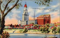 Travelers Building & Connecticut River, Hartford Postcard
