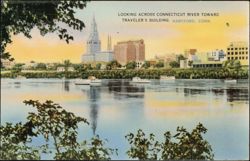 Looking Across Connecticut River Toward Traveler's Building Postcard