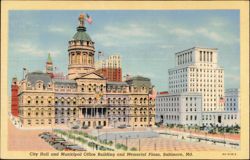 City Hall, Municipal Office Building & Memorial Plaza Postcard