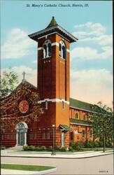 St. Mary's Catholic Church, Herrin, Illinois Postcard
