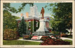 Burke County Court House and Confederate Monument Postcard