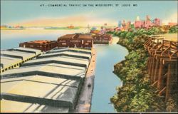 Commercial Traffic on the Mississippi, St. Louis, MO Postcard