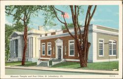 Masonic Temple and Post Office, St. Johnsbury, VT Postcard