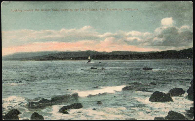 Looking Across the Golden Gate, Light-house San Francisco California