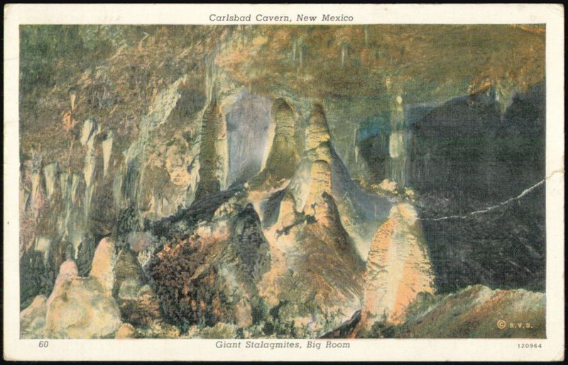 Giant Stalagmites, Big Room, Carlsbad Cavern New Mexico