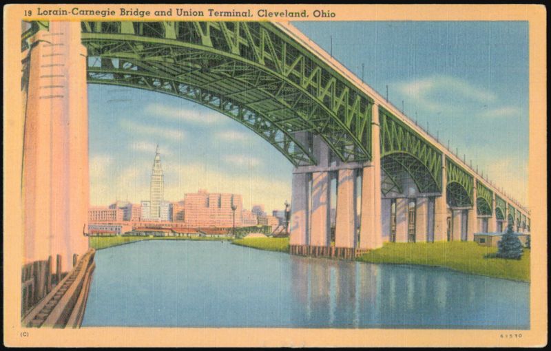 Lorain-Carnegie Bridge and Union Terminal Cleveland Ohio