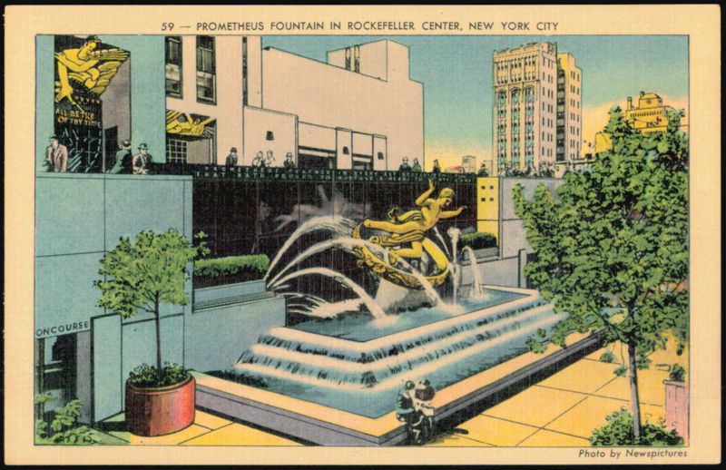 Prometheus Fountain in Rockefeller Center New York City