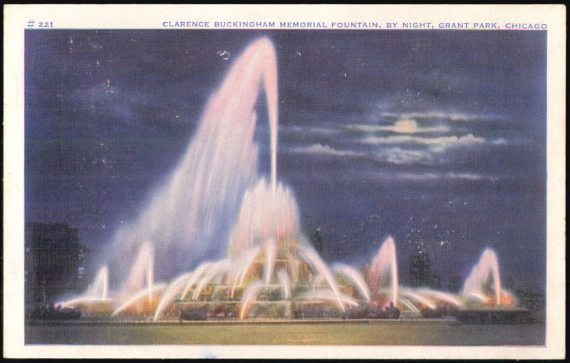 Clarence Buckingham Memorial Fountain by Night, Grant Park Chicago Illinois