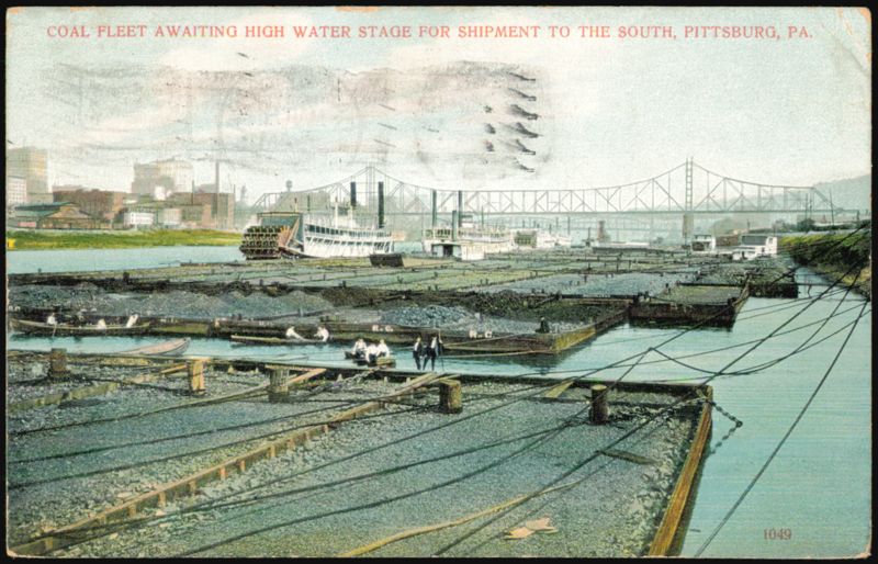 Coal Fleet Awaiting High Water Stage for Shipment Pittsburgh Pennsylvania