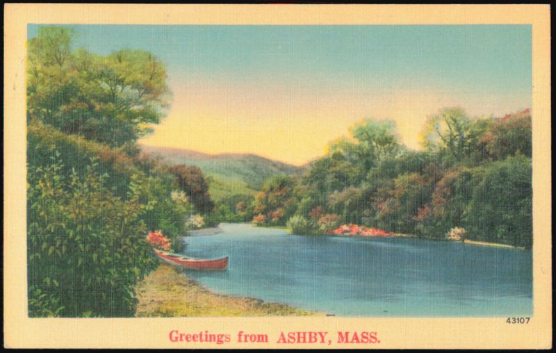 Scenic River Landscape with Canoe Ashby Massachusetts