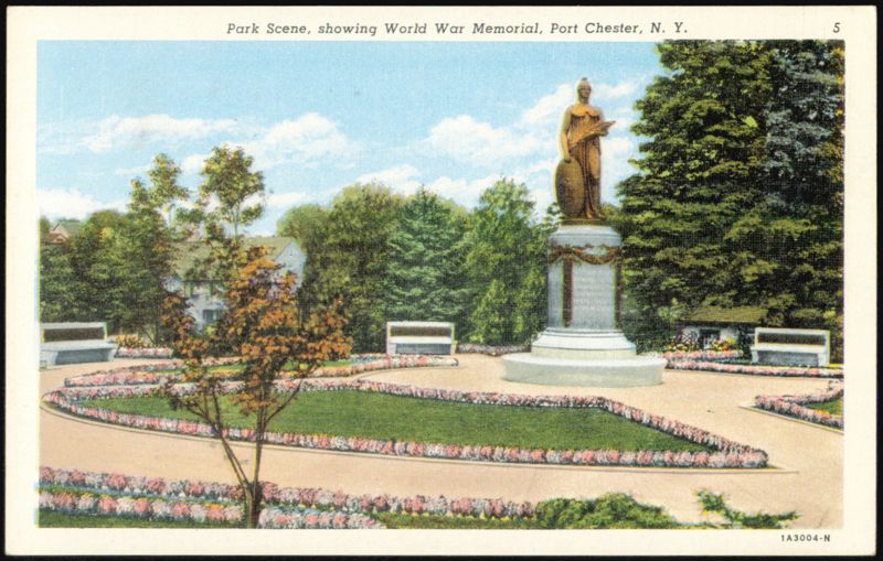 World War Memorial in Park Scene Port Chester New York