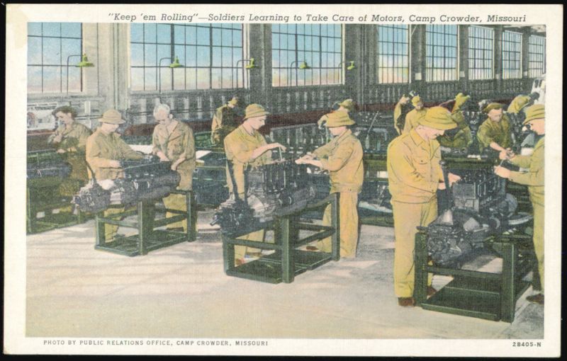 Soldiers Learning to Take Care of Motors, Camp Crowder Missouri