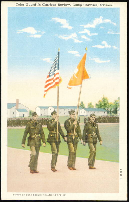 Color Guard in Garrison Review, Camp Crowder, Missouri