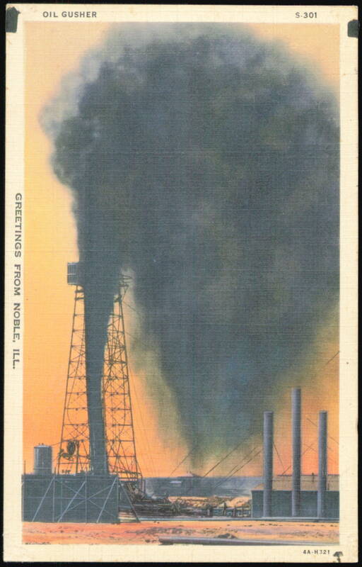 Oil Gusher in Noble, Illinois Mining
