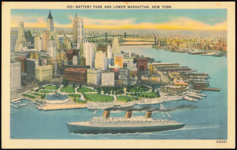 Battery Park and Lower Manhattan Skyline New York