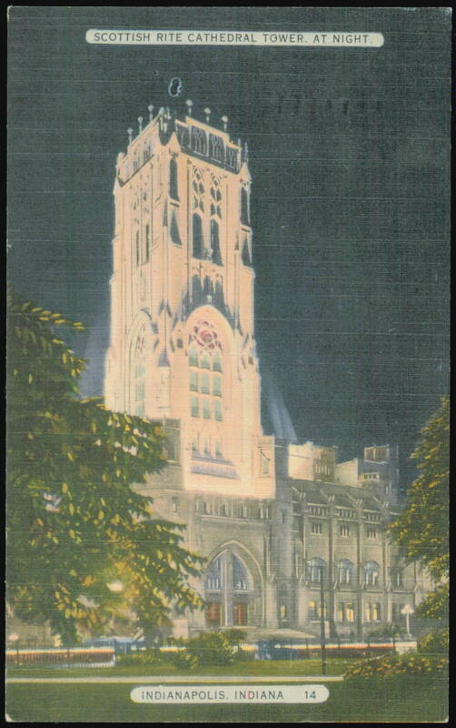 Scottish Rite Cathedral Tower at Night Indianapolis