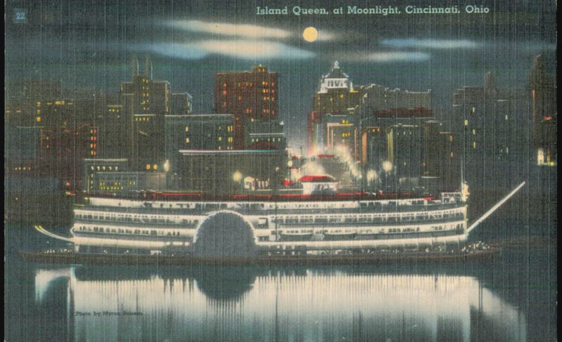 Island Queen Steamer at Moonlight Cincinnati Ohio Myron Benson