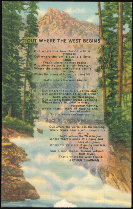 Out Where the West Begins Poem by Arthur Chapman Denver Colorado