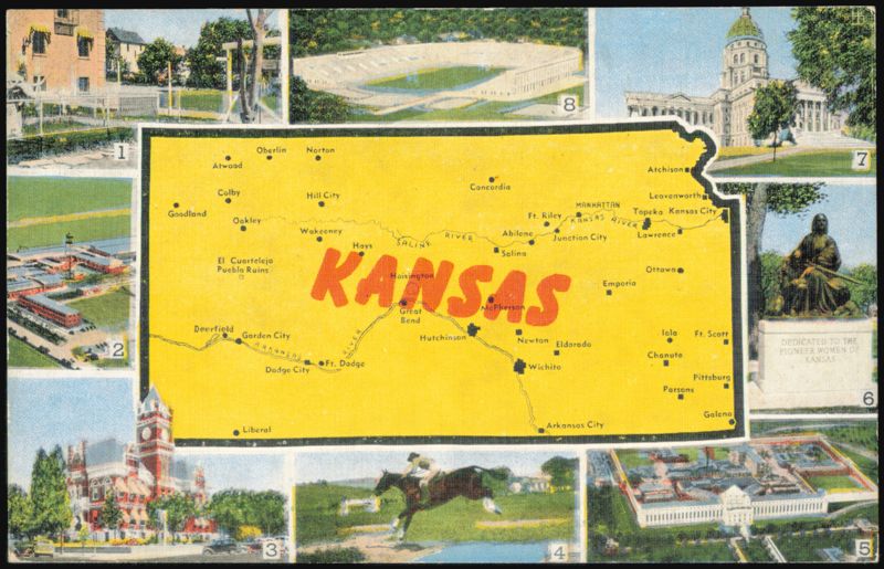 Kansas State Map with Landmarks and Scenic Views