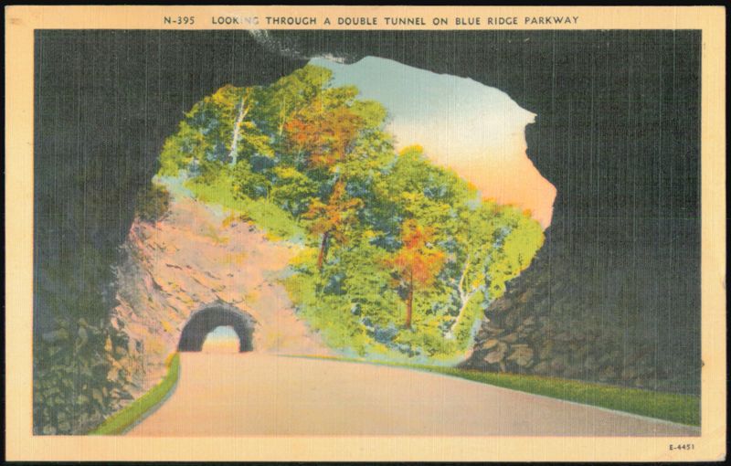Looking Through a Double Tunnel on Blue Ridge Parkway North Carolina