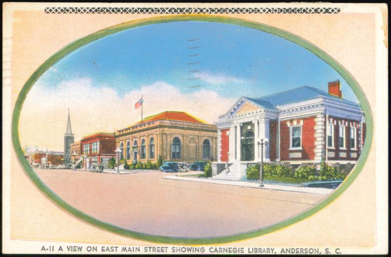 East Main Street and Carnegie Library Anderson South Carolina