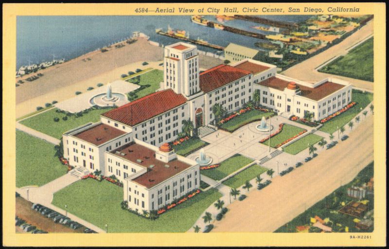 Aerial View of City Hall, Civic Center San Diego California