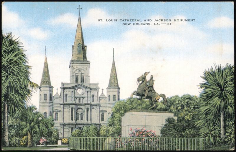 St. Louis Cathedral and Jackson Monument New Orleans Louisiana