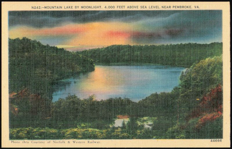 Mountain Lake by Moonlight, 4,000 Feet Above Sea Level Pembroke Virginia