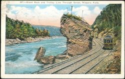 Giant Rock and Trolley Line Through Gorge, Niagara Falls Postcard