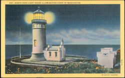 North Head Lighthouse Illuminating Coast of Washington Postcard