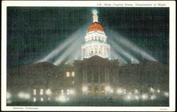 State Capitol Dome Illuminated at Night Postcard