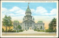 State Capitol and Abraham Lincoln Statue Postcard