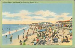 Bathing Beach and Sea Wall, Hampton Beach, New Hampshire Postcard