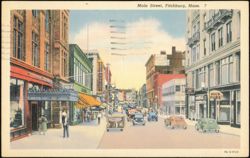 Main Street Scene with Worcester County Trust Company Postcard