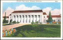 Modesto High School Building Postcard