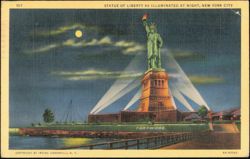 Statue of Liberty Illuminated at Night Postcard