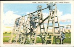 Ladder Climb on Obstacle Course, Camp Crowder Postcard