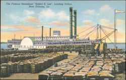 Steamboat Robert E. Lee Loading Cotton Postcard