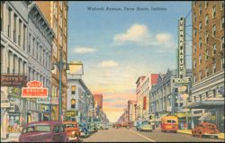 Wabash Avenue Street Scene, Terre Haute, Indiana Postcard