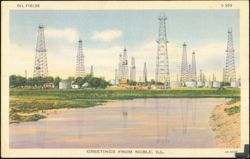 Oil Fields in Noble, Illinois Postcard
