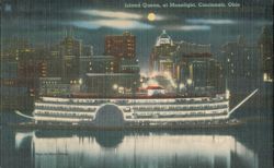 Island Queen Steamer at Moonlight Postcard
